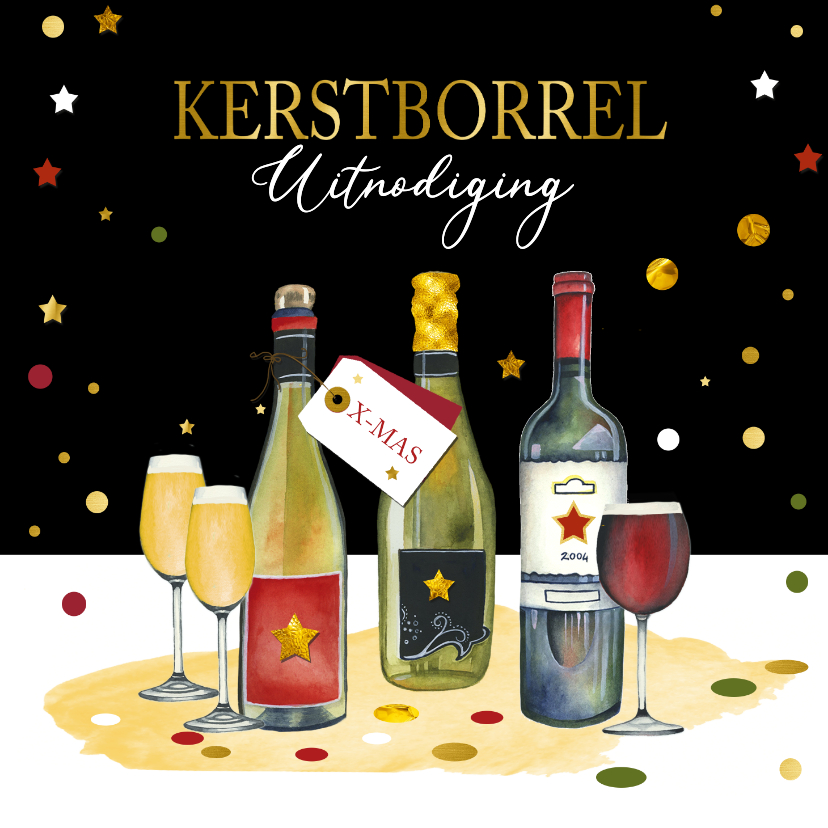 Kerstkaarten - Kerst uitnodiging kerstborrel 