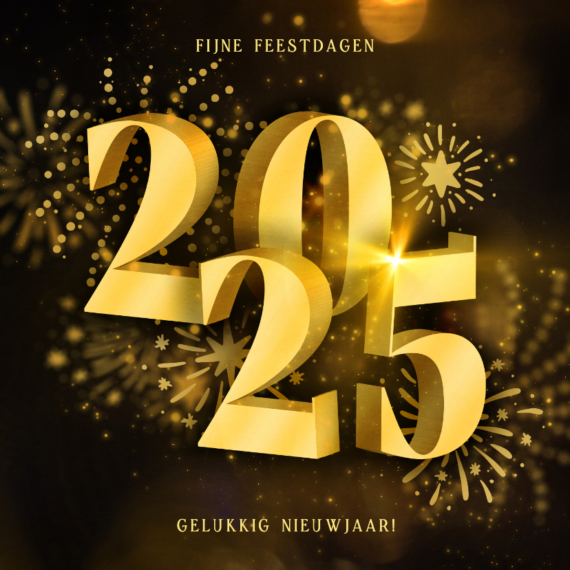 Kerstkaarten - Kerstkaart 2025 3D met vuurwerk