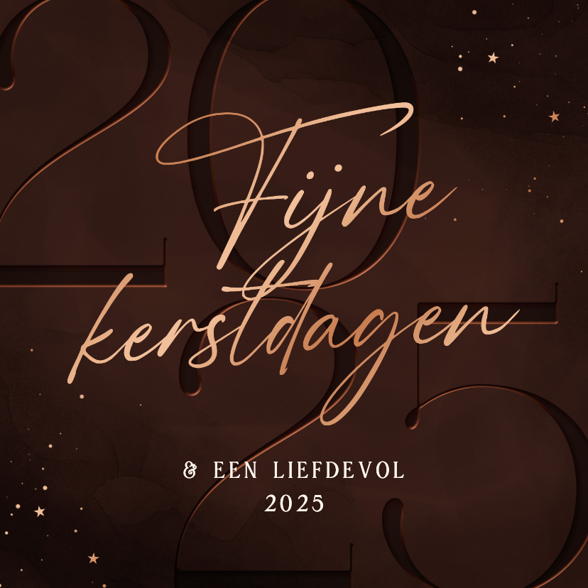 Kerstkaarten - Kerstkaart 2025 donkerrood fijne kerstdagen koper