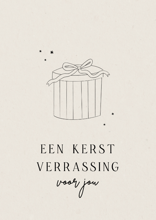 Kerstkaarten - Kerstkaart baby op komst verrassing cadeau lijntekening