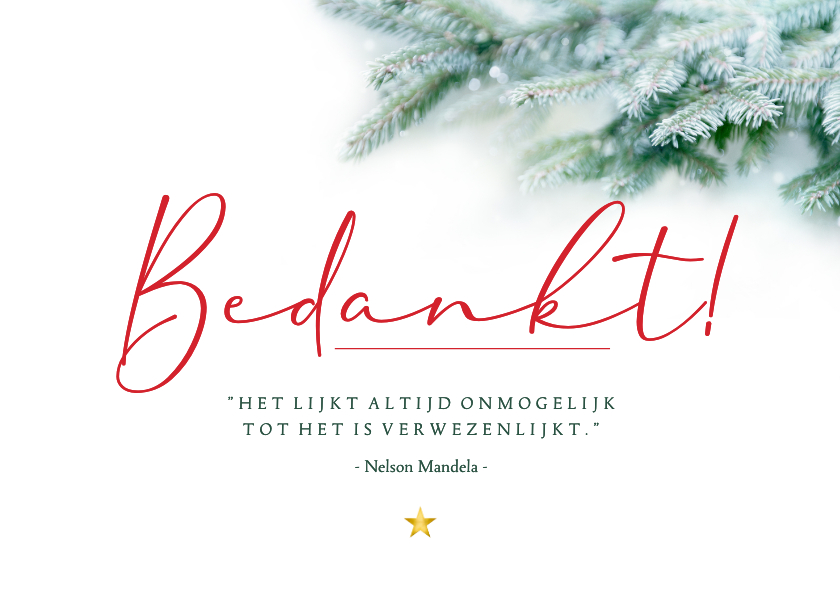 Kerstkaarten - Kerstkaart 'Bedankt' dennentakjes en quotes