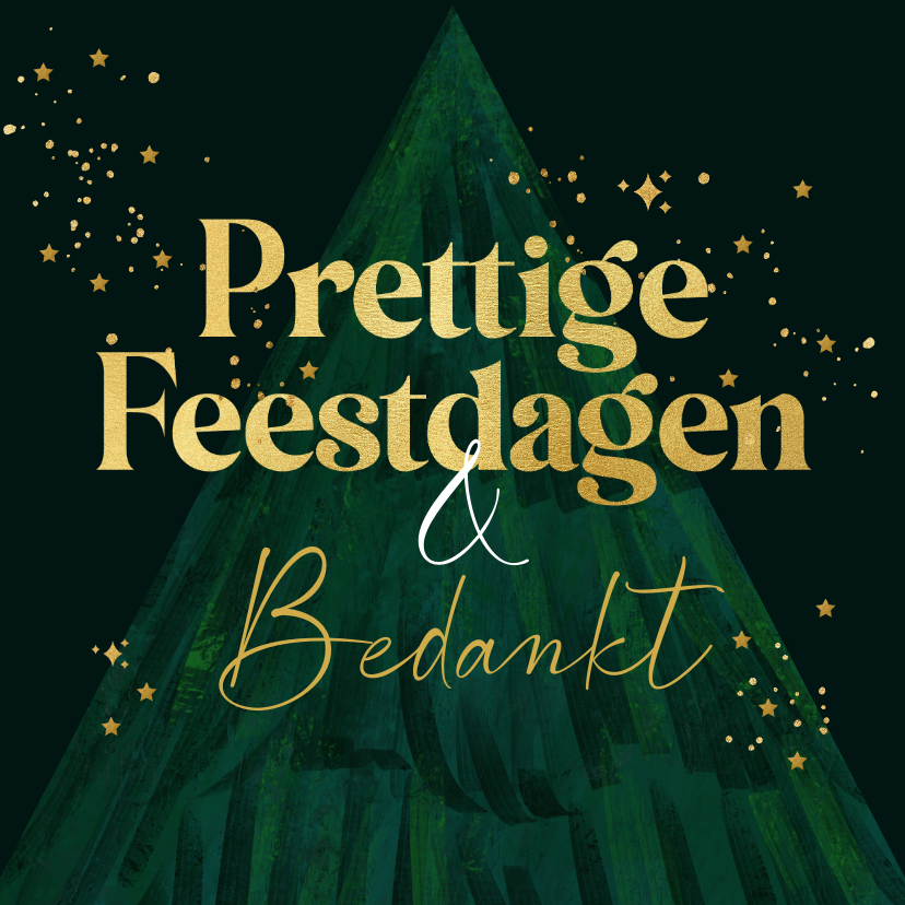 Kerstkaart bedankt kerstboom abstract goud Kaartje2go