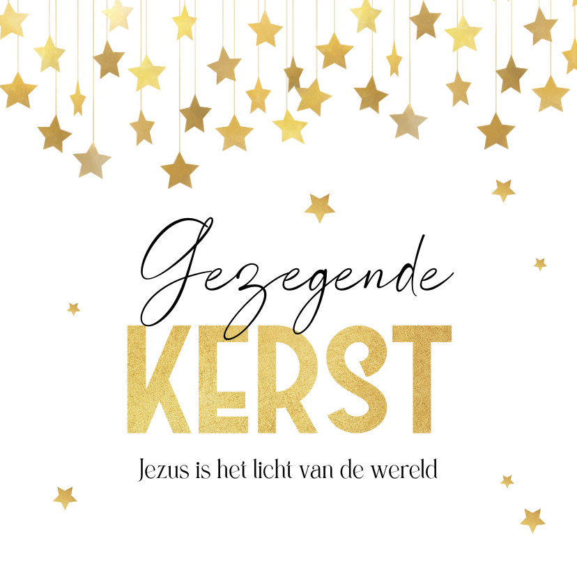 Kerstkaarten - Kerstkaart christelijk sterren gezegende kerst licht