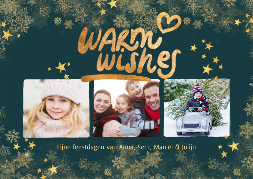 Kerstkaarten - Kerstkaart eigen foto's 'Warm wishes'