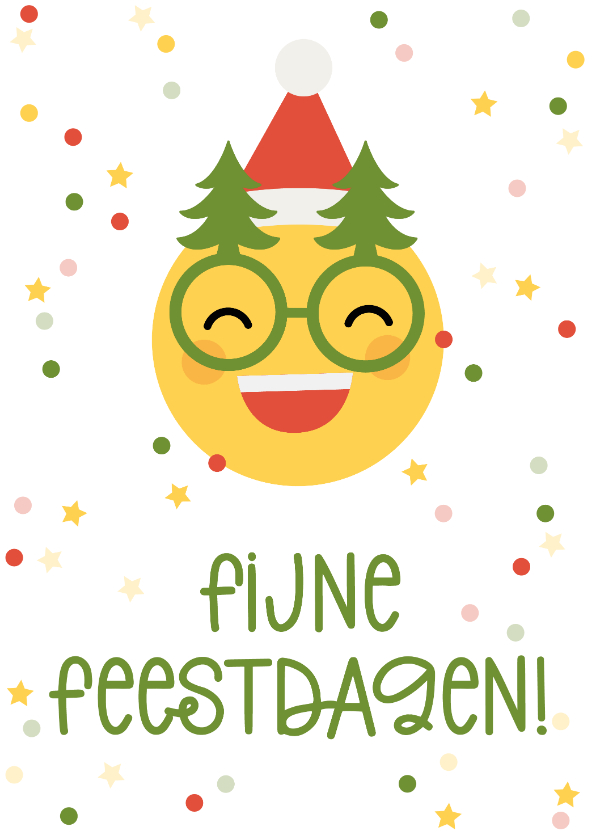 Kerstkaarten - Kerstkaart fijne feestdagen emoji met kerstbril