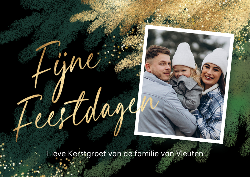 Kerstkaarten - Kerstkaart foto Fijne Feestdagen kerstboom takken