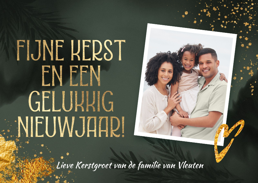 Kerstkaarten - Kerstkaart foto met goud hartje