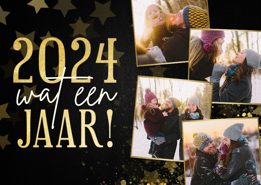 Kerstkaarten - Kerstkaart fotocollage terugblik 2024 wat een jaar