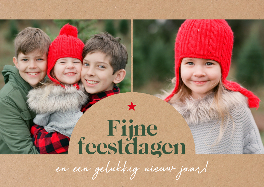 Kerstkaarten - Kerstkaart gezin foto's met boogkader