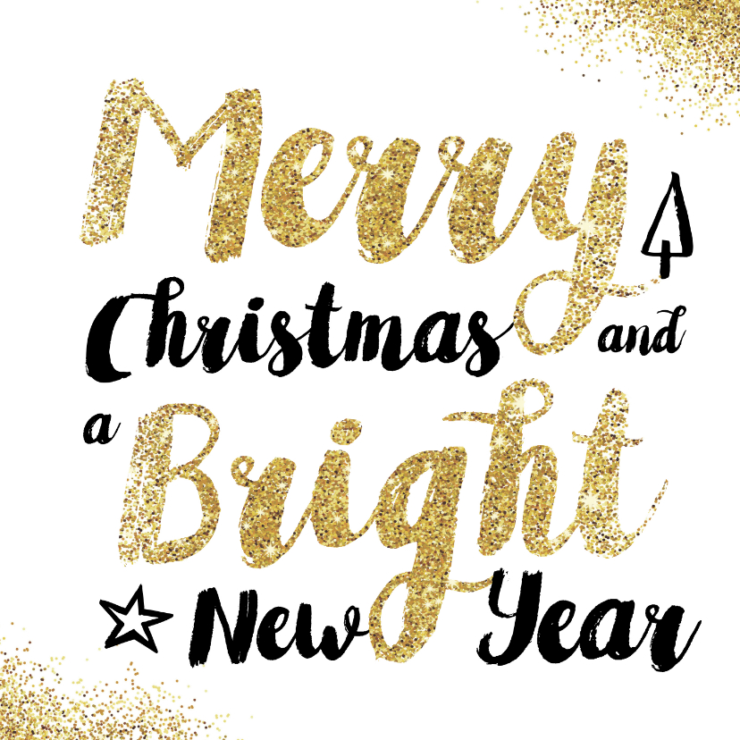 Kerstkaarten - Kerstkaart glitter typografie