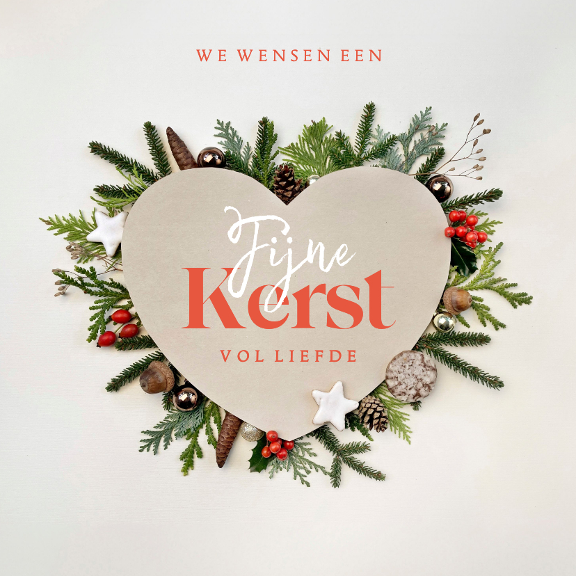 Kerstkaarten - Kerstkaart hart 'Kerst vol liefde'