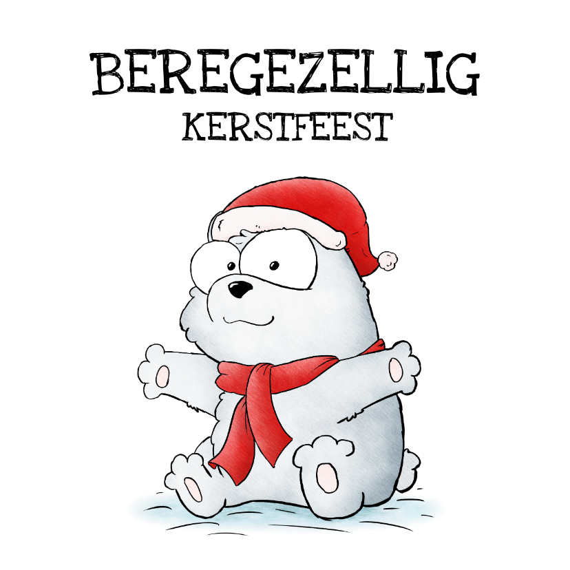 Kerstkaarten - Kerstkaart ijsbeer beregezellig kerstfeest!