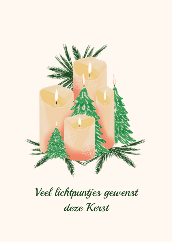 Kerstkaarten - Kerstkaart kaarsen brengen sfeer met kerst