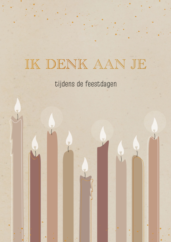 Kerstkaarten - Kerstkaart kaarsen Ik denk aan je 