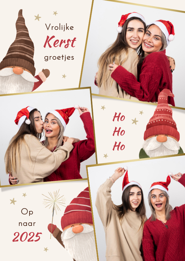 Kerstkaarten - Kerstkaart kabouters fotokaart sterren grappig humor