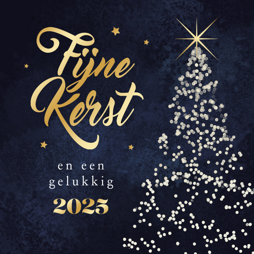 Kerstkaarten - Kerstkaart kerstboom lichtjes sterren fijne kerst 2025