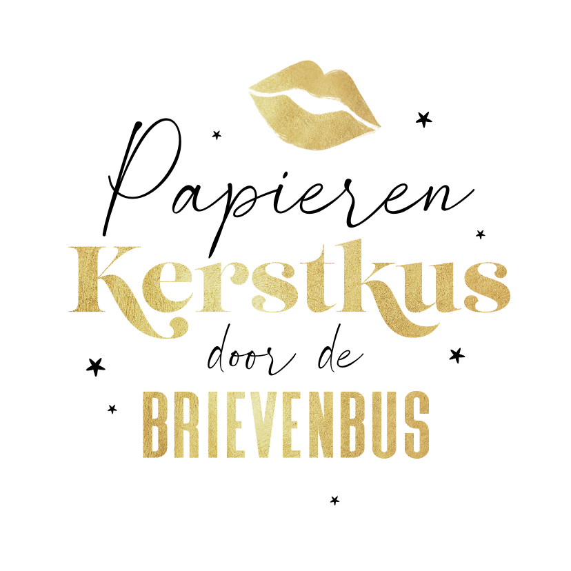 Kerstkaarten - Kerstkaart kerstkus brievenbus goud sterren liefdevol 