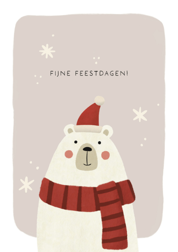 Kerstkaarten - Kerstkaart knuffelige Kerstbeer