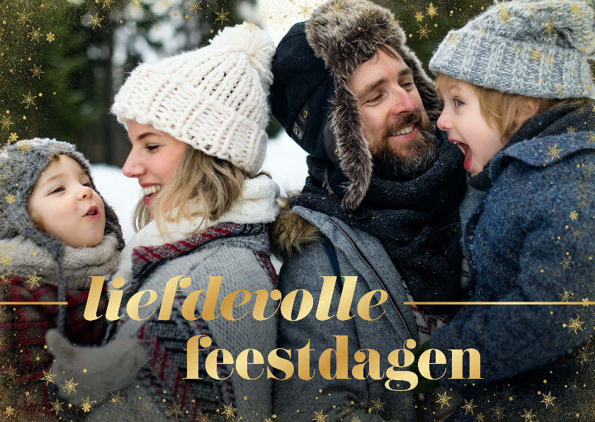 Kerstkaarten - Kerstkaart liefdevolle feestdagen goudfolie met grote foto