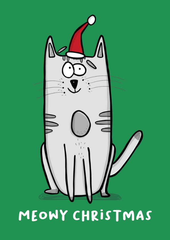 Kerstkaarten - Kerstkaart Meowy Christmas cat 