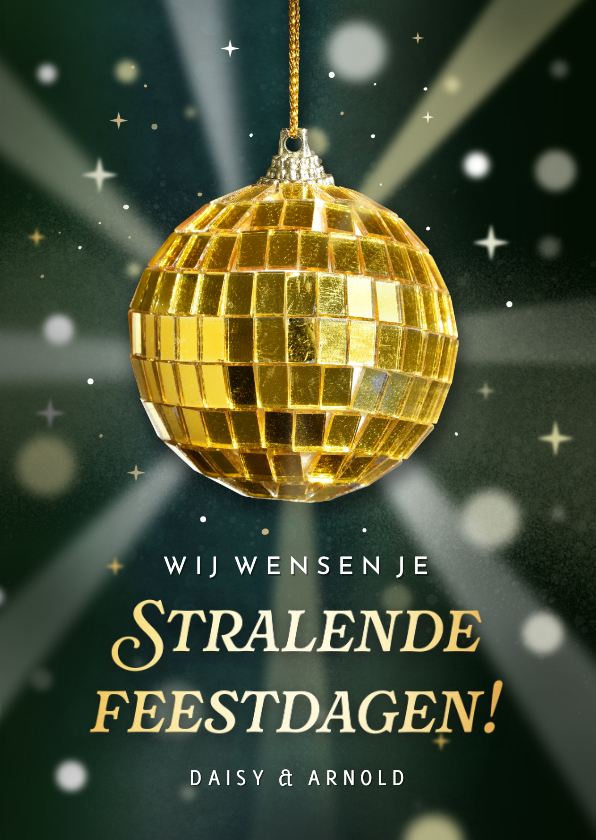 Kerstkaarten - Kerstkaart met discobol stralende feestdagen!