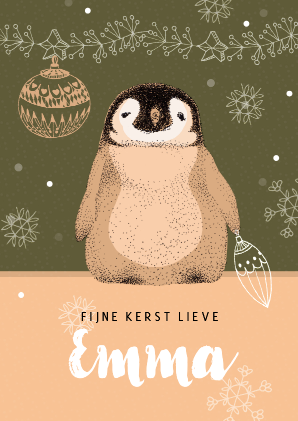 Kerstkaarten - Kerstkaart met een lief pinguïn 