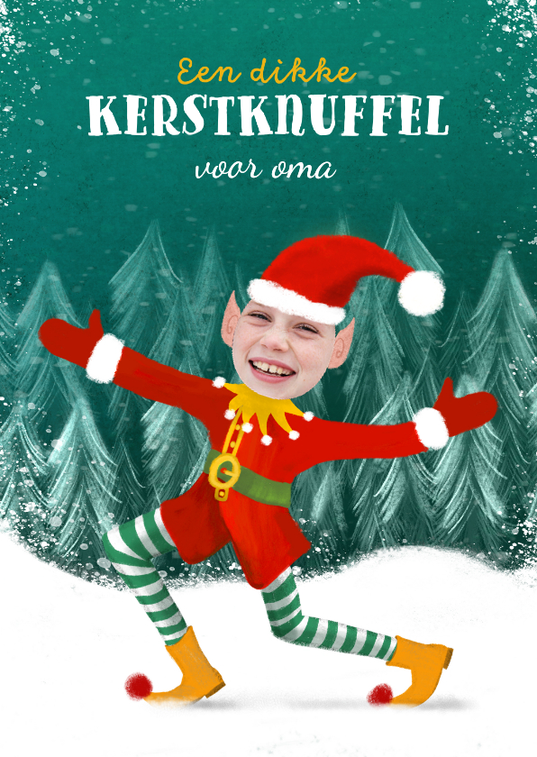 Kerstkaarten - Kerstkaart met foto en elfje