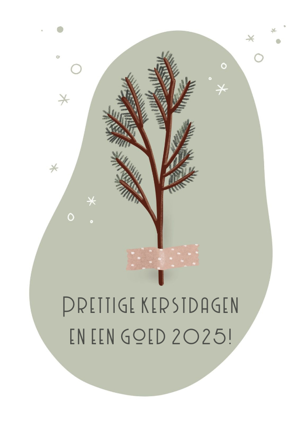 Kerstkaarten - Kerstkaart met groene dennentak voor een botanische kerst