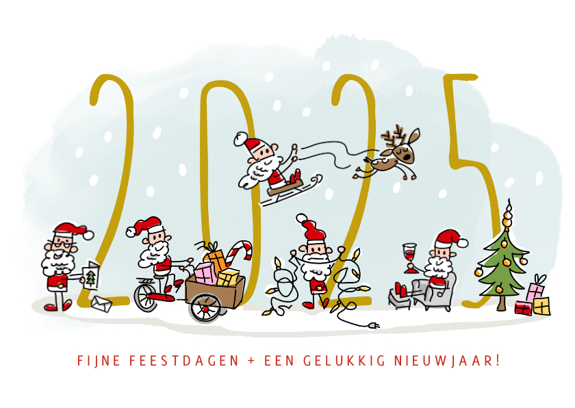 Kerstkaarten - Kerstkaart met kerstmannetjes en 2025