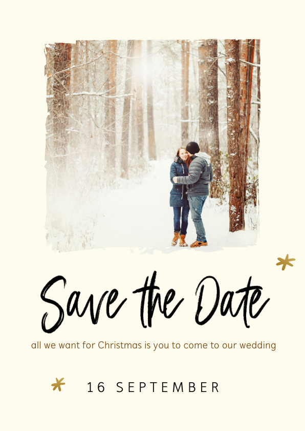 Kerstkaarten - Kerstkaart met save the date uitnodiging en foto