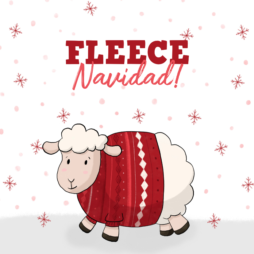 Kerstkaarten - Kerstkaart met schaap in fleece trui