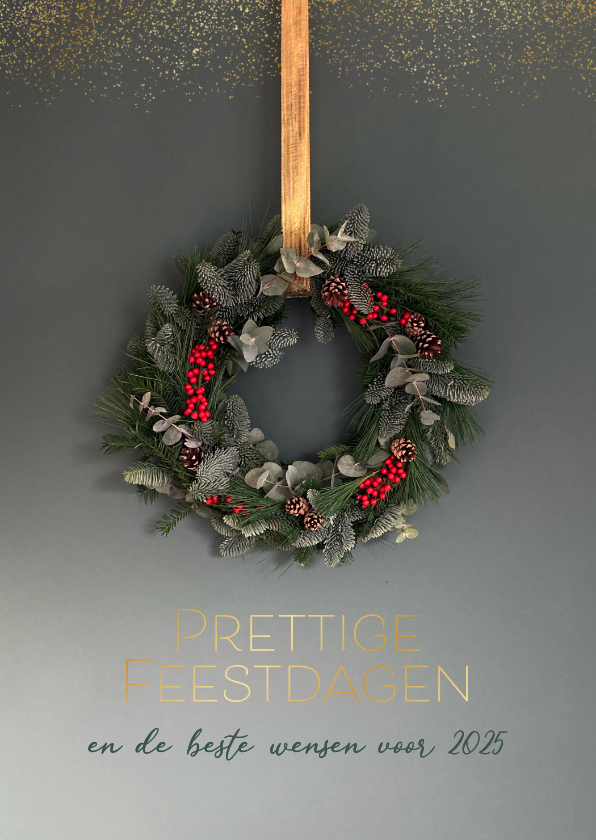 Kerstkaarten - Kerstkaart natuurlijk gebonden kerstkrans