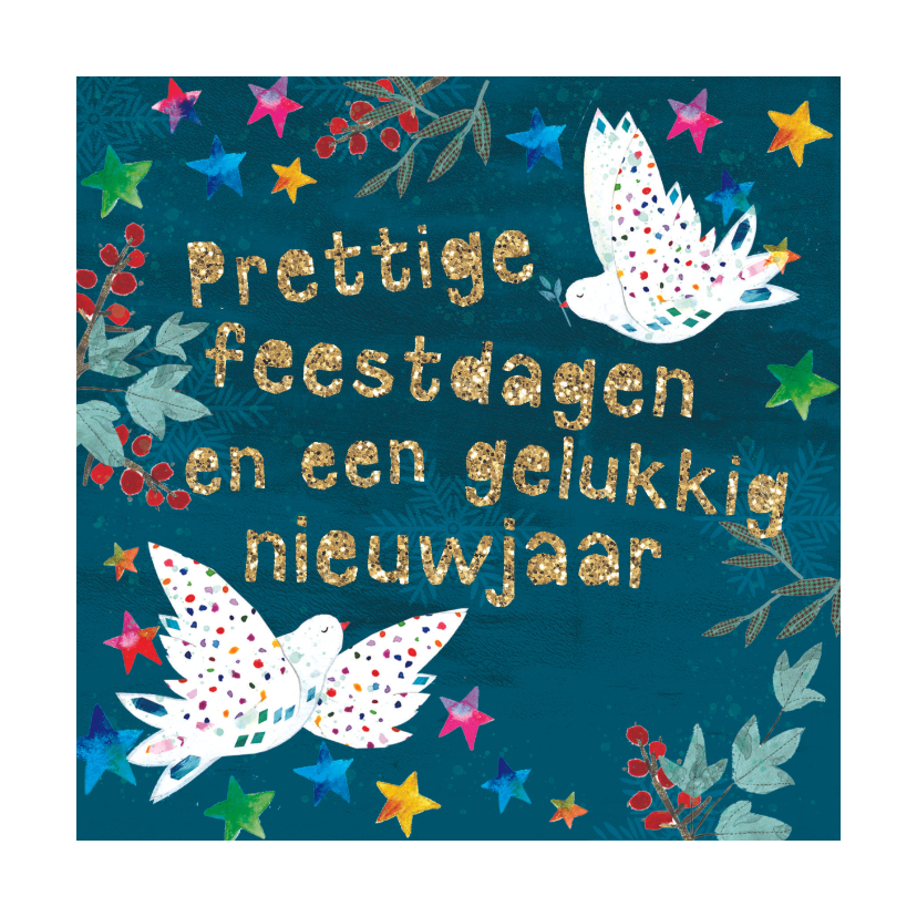 Kerstkaarten - Kerstkaart rainbow dove