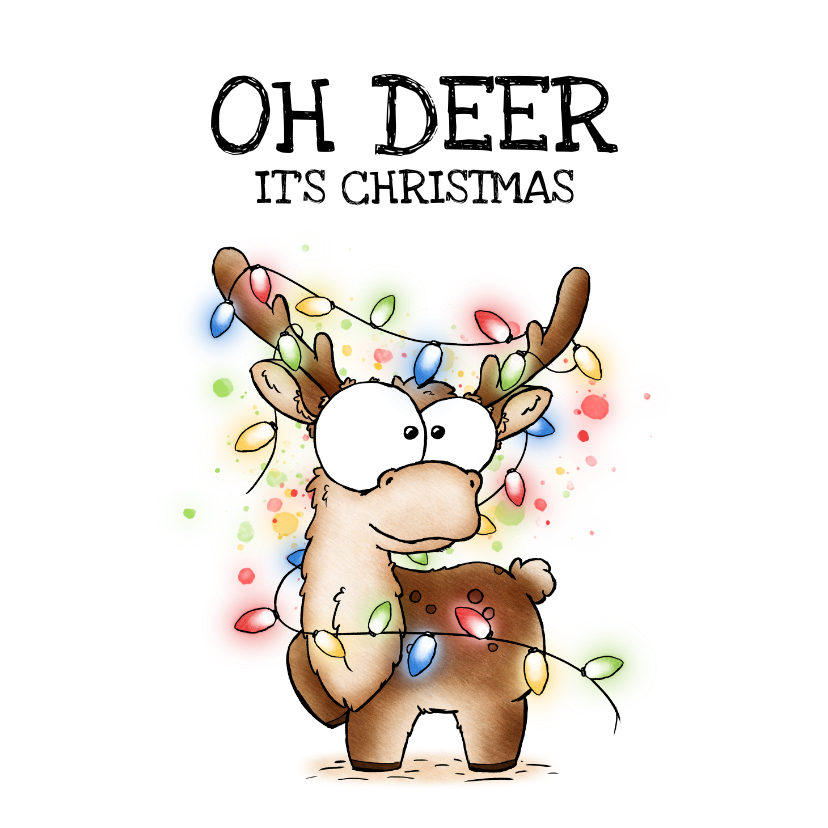 Kerstkaart rendier- Oh deer it's christmas | Kaartje2go