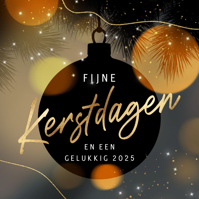 Kerstkaarten - Kerstkaart sfeer kerstbal lichtjes