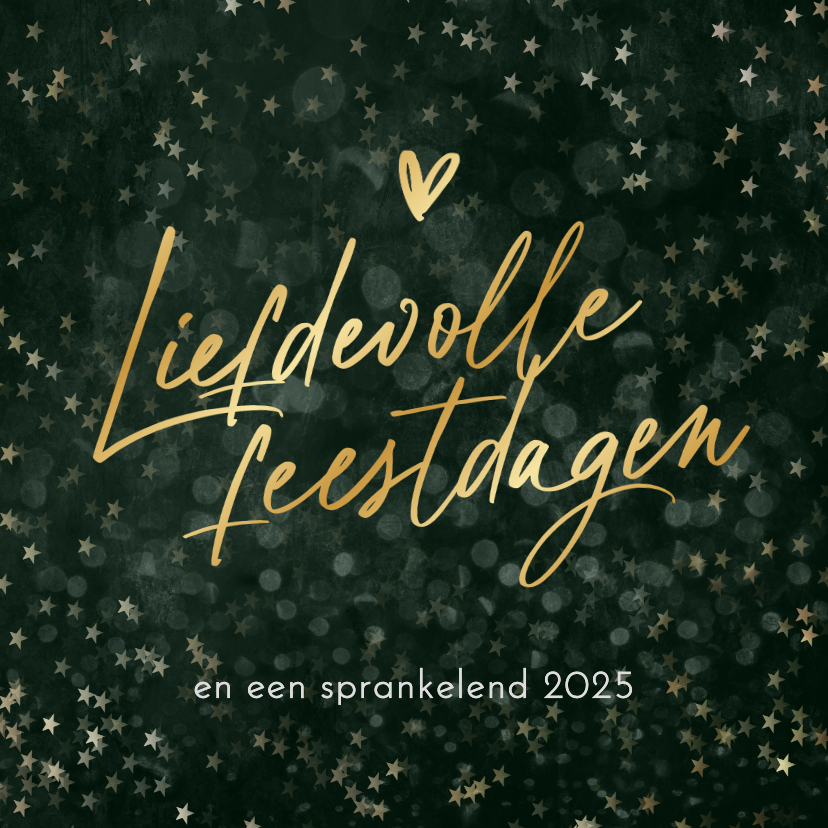 Kerstkaarten - Kerstkaart sprankelend liefdevolle feestdagen sterren hartje