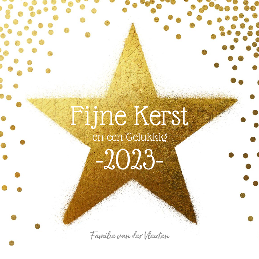 Kerstkaart ster goud 2023 Kerstkaarten Kaartje2go