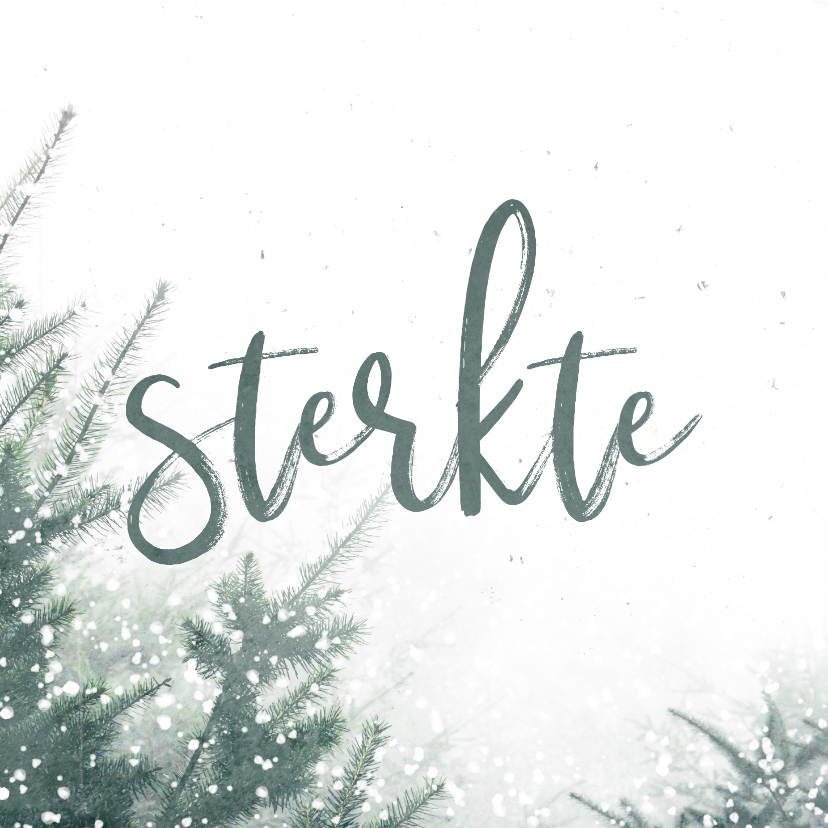 Kerstkaarten - Kerstkaart sterkte met kerstbomen en sneeuw