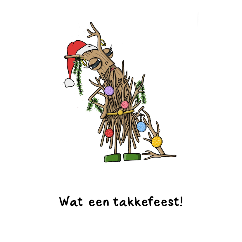 Kerstkaarten - Kerstkaart takkefeest kaart