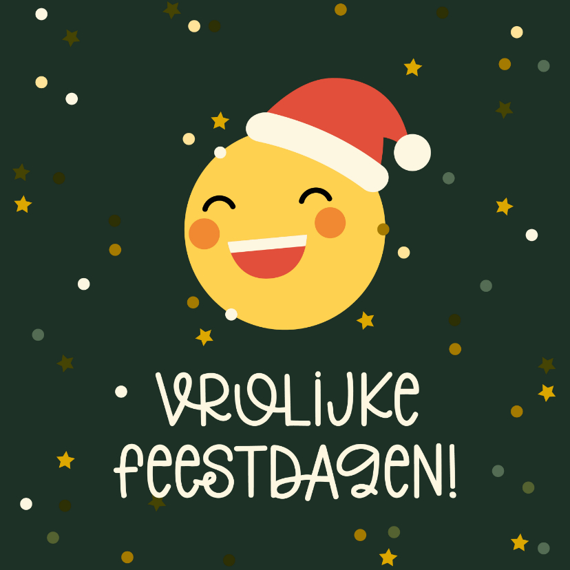 Kerstkaarten - Kerstkaart vrolijke feestdagen emoji met kerstmuts