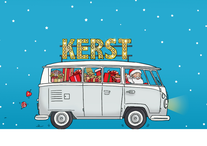 Kerstkaarten - Kerstkaart vw bus wit av 