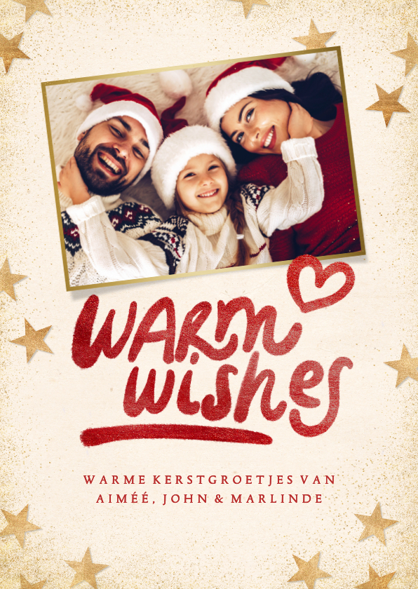 Kerstkaarten - Kerstkaart 'Warm wishes' eigen foto