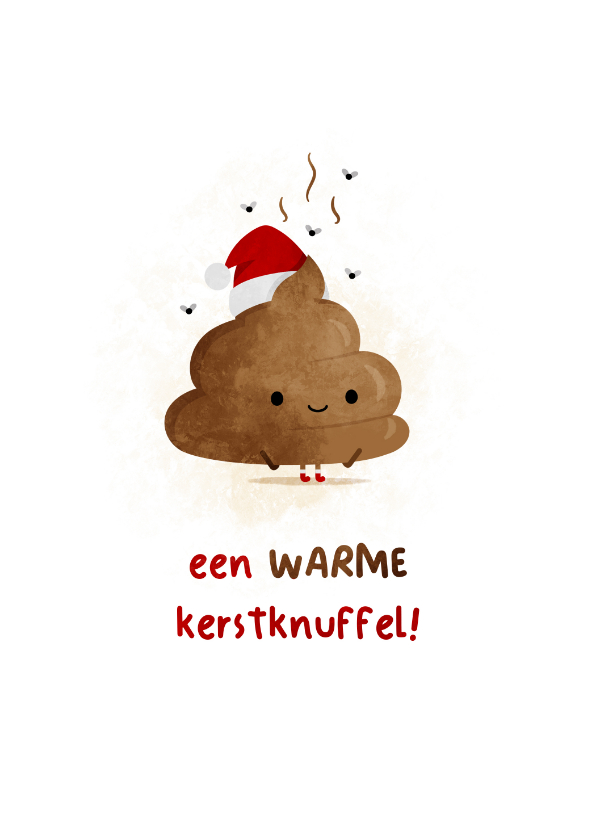 Kerstkaarten - Kerstkaart warme kerstknuffel met drol