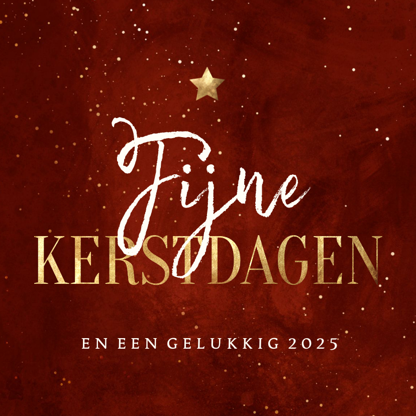 Kerstkaarten - Kerstkaart waterverf Fijne Kerstdagen met ster