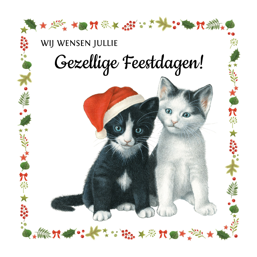 Kerstkaarten - Kerstkittens wensen je gezellige feestdagen