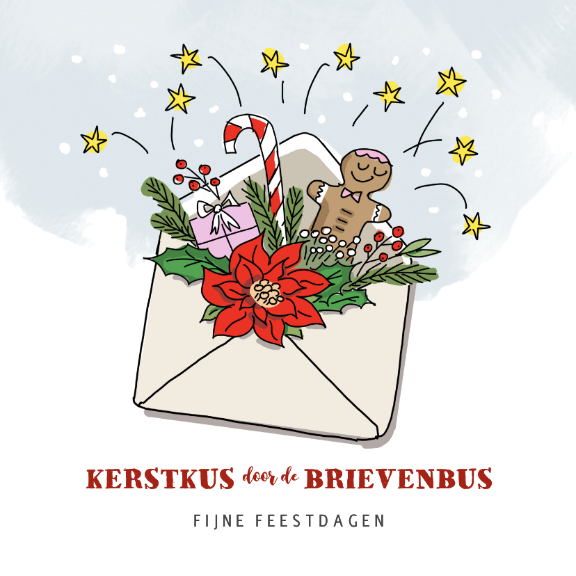 Kerstkaarten - Kerstkus door de brievenbus