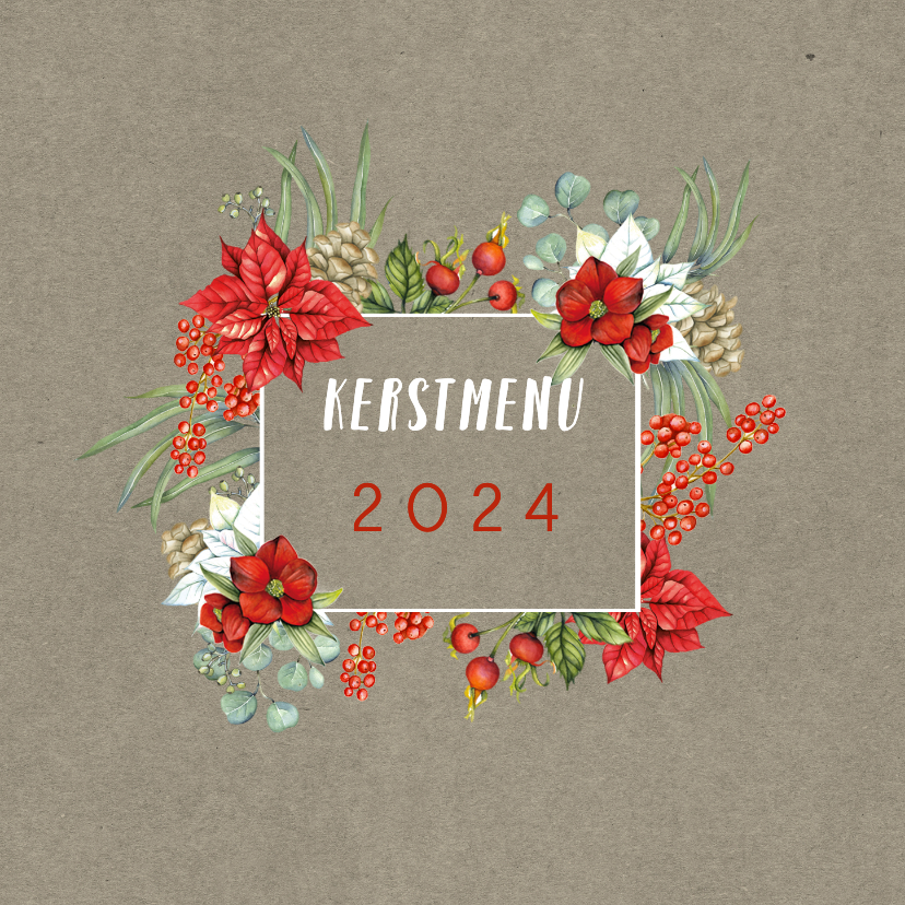 Kerstkaarten - Kerstmenu botanical