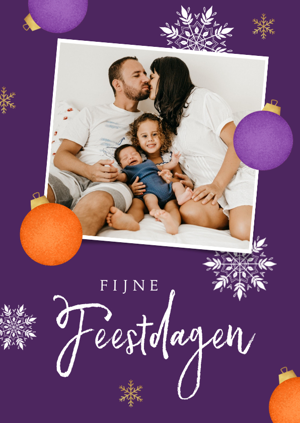 Kerstkaarten - KiKa kerstkaart met foto en kerstballen