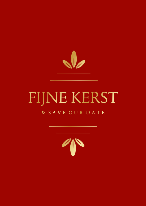 Kerstkaarten - Klassieke save the date kerstkaart met gouden ornament