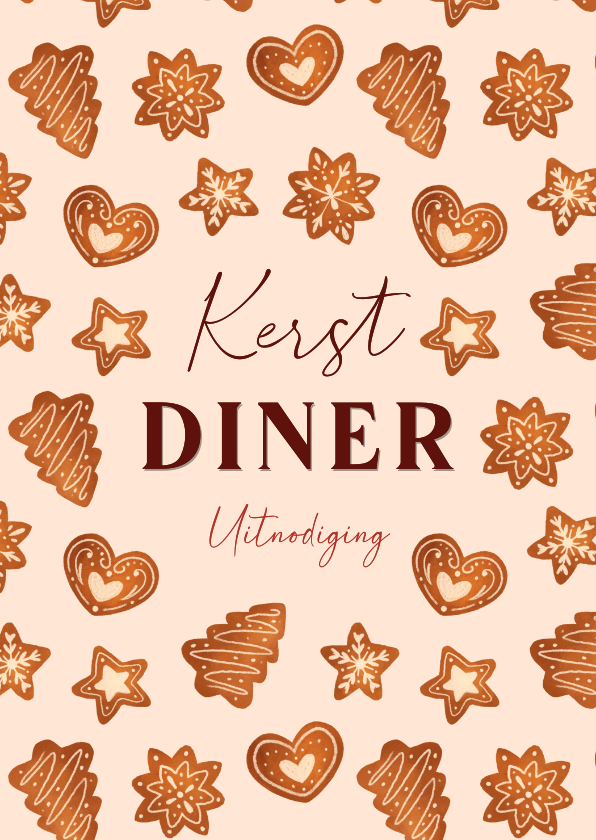 Kerstkaarten - Leuke uitnodiging kerstdiner met kerstkoekjes